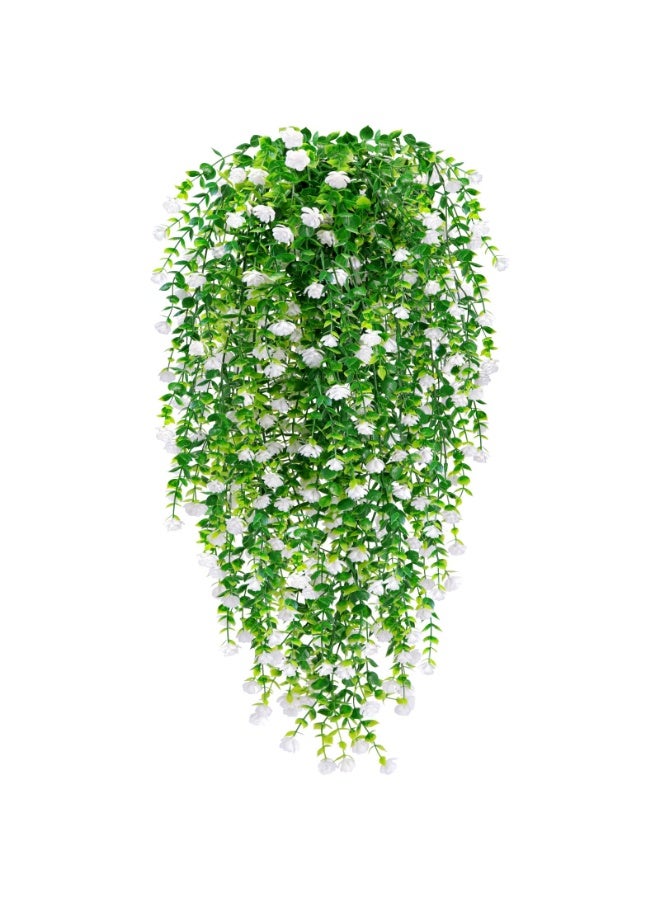 Mordely 2PCS Artificial Hanging Flowers, UV-Resistant Artificial Hanging Plants Flowers Bouquet Outdoor Indoor Fake Hanging Plant Artificial Flowers for Home Garden Wedding Decor - Image 1